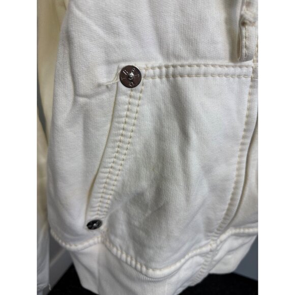 True Religion Mens Unisex Off-White Hoodie Jacket L Cotton Zip-Up NWOT - Picture 15 of 16